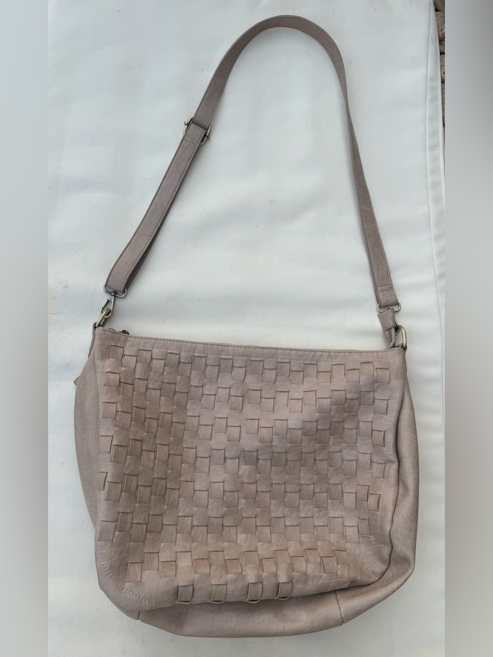 Joy Susan Taupe Woven Handbag